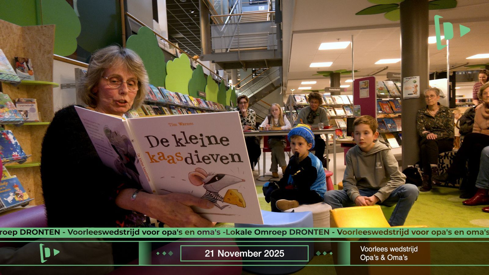 Voorleeswedstrijd in Dronten: Grootouders lezen voor in de bieb (video)