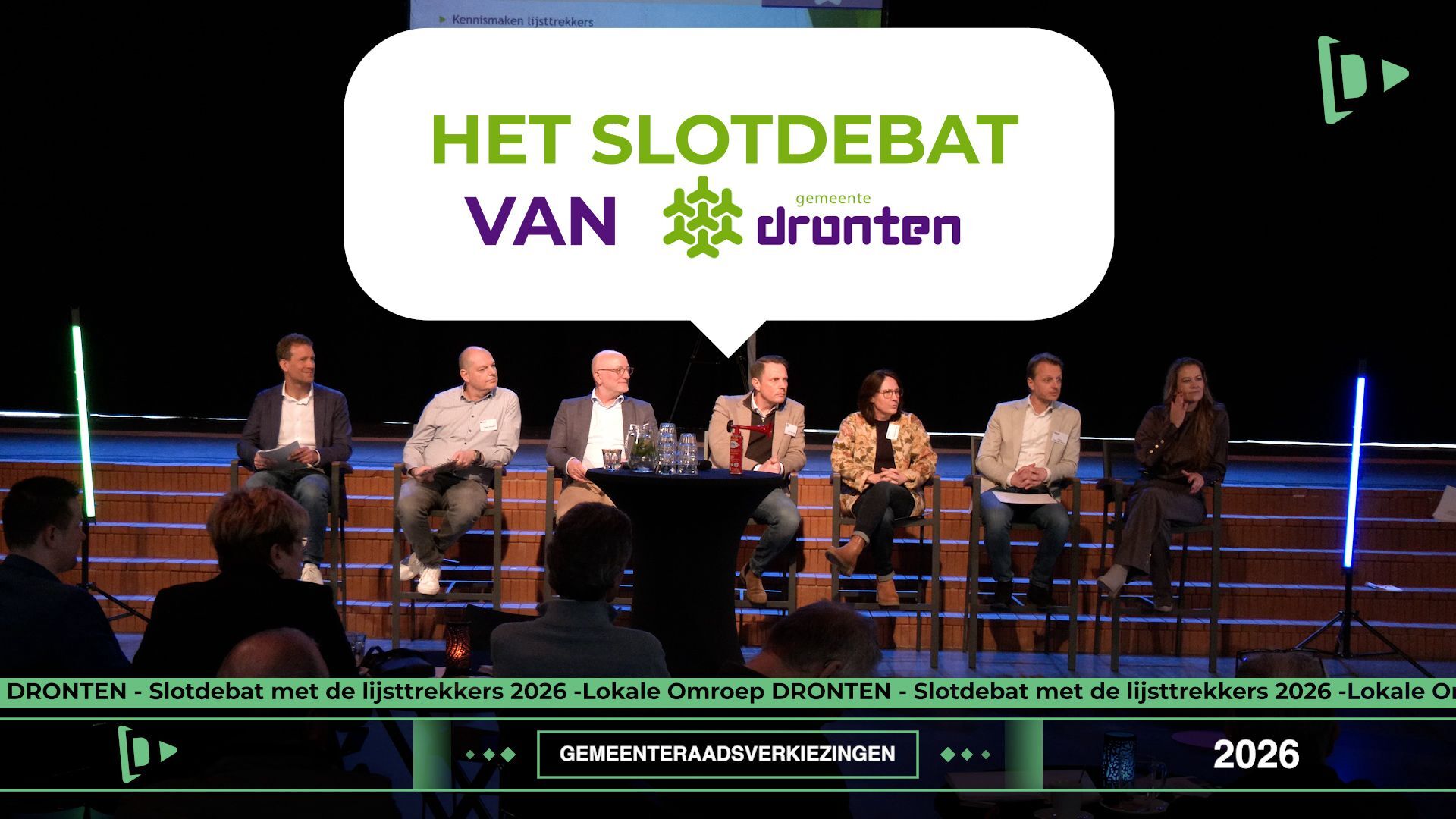 Bekijk het Slotdebat Gemeenteraadsverkiezingen Dronten 2026: Maak je keuze! (video)