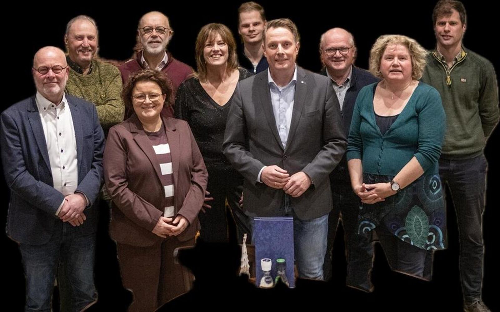 De top 10 van de lijst van het CDA, met in het midden lijsttrekker Siert Jan Lap © CDA Dronten