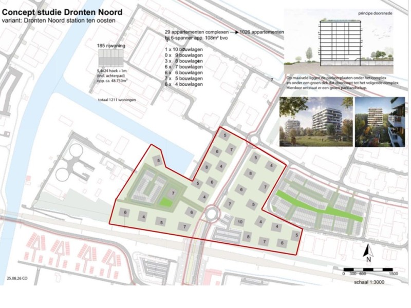 Nog altijd woningbouw mogelijk ten noorden van het spoor, maar wel in een kleiner gebied