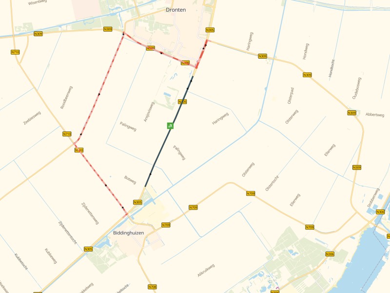 Biddingringweg maandag afgesloten voor asfaltreparaties