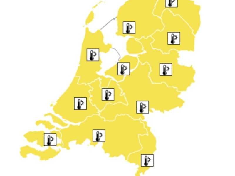 De kaart van Nederland in code geel